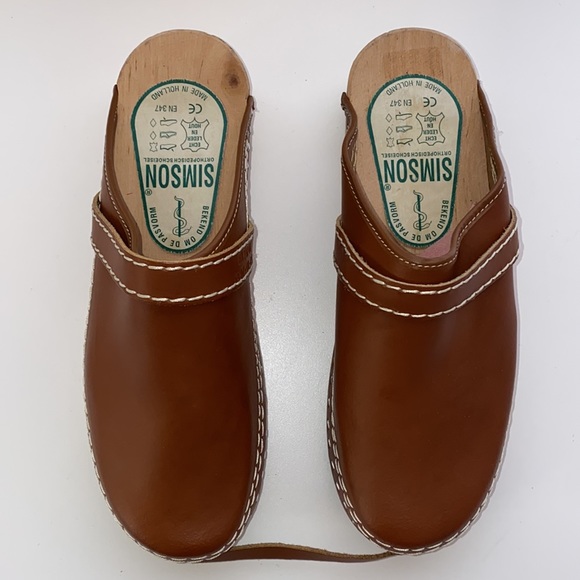 NWOT SIMSON Orthopedic Dutch Leather Clogs - Picture 4 of 16